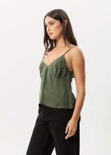 AFENDS Womens Gemma - Cupro Cami Top - Deep Green - Afends womens gemma   cupro cami top   deep green