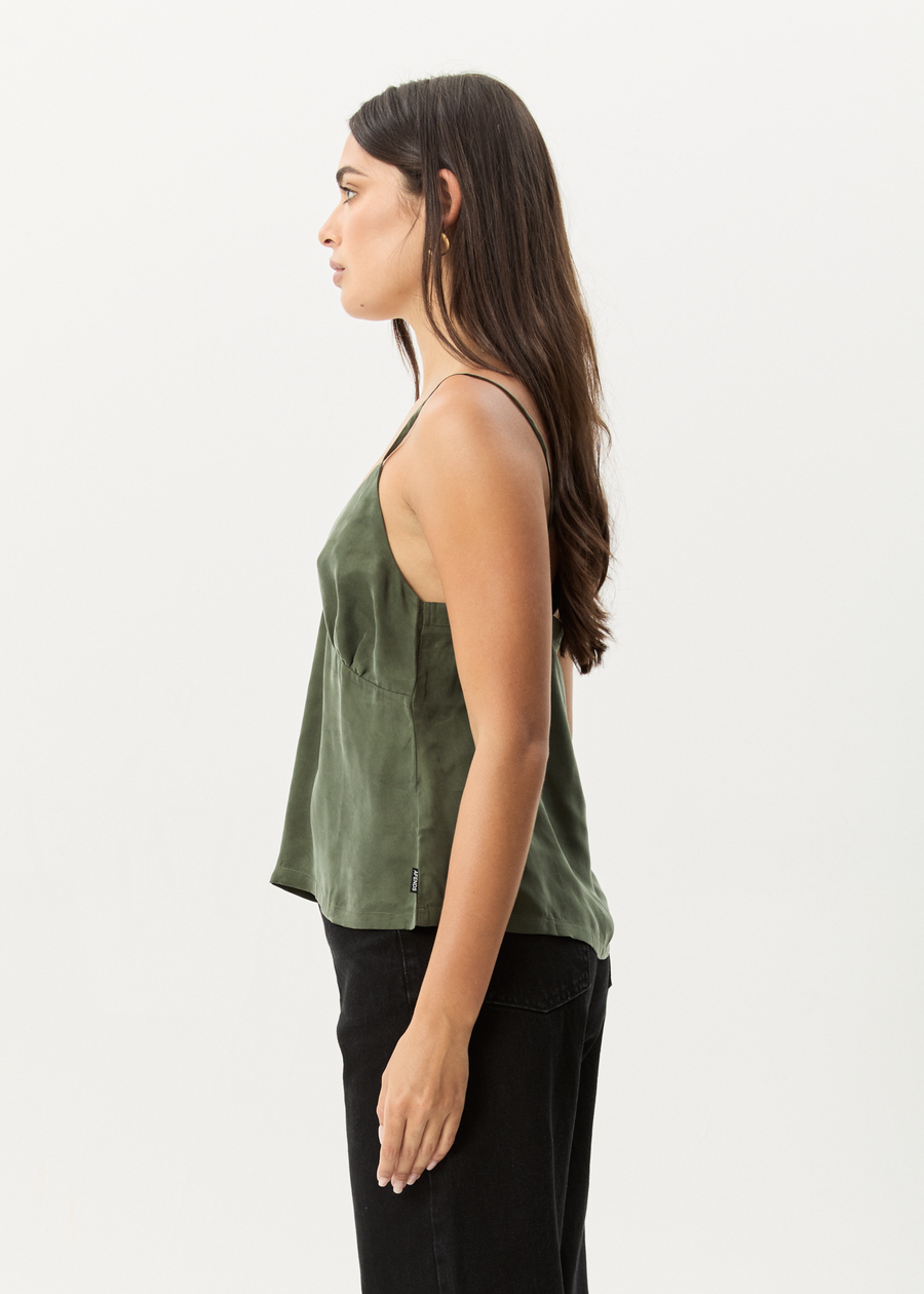AFENDS Womens Gemma - Cupro Cami Top - Deep Green
