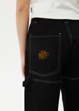 AFENDS Womens Moss - Workwear Pant - Washed Black - Afends womens moss   workwear pant   washed black
