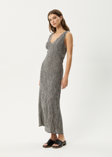 AFENDS Womens Asta - Seersucker Maxi Dress - Steel Check - Afends womens asta   seersucker maxi dress   steel check