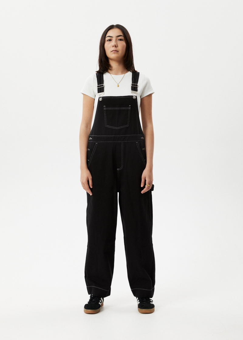 AFENDS Womens Louis - Baggy Overall - Washed Black