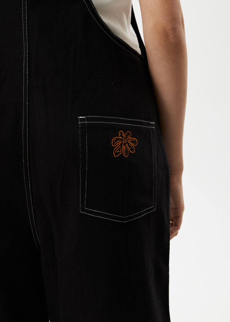 AFENDS Womens Louis - Baggy Overall - Washed Black