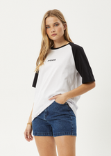 AFENDS Womens Ryan - Oversized Raglan Tee - Black - Afends womens ryan   oversized raglan tee   black