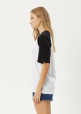 AFENDS Womens Ryan - Oversized Raglan Tee - Black - Afends womens ryan   oversized raglan tee   black