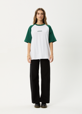 AFENDS Womens Ryan - Oversized Raglan Tee - Hunter Green - Afends womens ryan   oversized raglan tee   hunter green