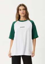 AFENDS Womens Ryan - Oversized Raglan Tee - Hunter Green - Afends womens ryan   oversized raglan tee   hunter green
