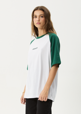 AFENDS Womens Ryan - Oversized Raglan Tee - Hunter Green - Afends womens ryan   oversized raglan tee   hunter green