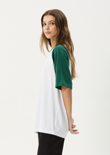AFENDS Womens Ryan - Oversized Raglan Tee - Hunter Green - Afends womens ryan   oversized raglan tee   hunter green