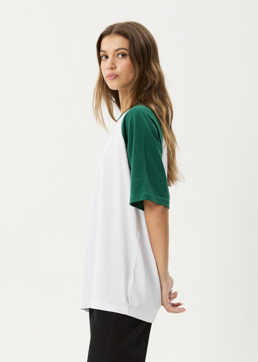 AFENDS Womens Ryan - Oversized Raglan Tee - Hunter Green