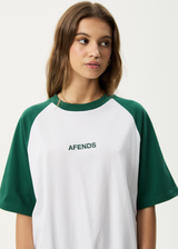 AFENDS Womens Ryan - Oversized Raglan Tee - Hunter Green - Afends womens ryan   oversized raglan tee   hunter green