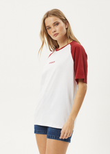 AFENDS Womens Ryan - Oversized Raglan Tee - Ketchup - Afends womens ryan   oversized raglan tee   ketchup