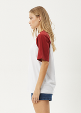 AFENDS Womens Ryan - Oversized Raglan Tee - Ketchup - Afends womens ryan   oversized raglan tee   ketchup