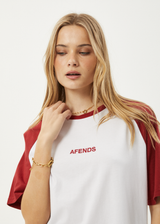 AFENDS Womens Ryan - Oversized Raglan Tee - Ketchup - Afends womens ryan   oversized raglan tee   ketchup