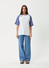 AFENDS Womens Ryan - Oversized Raglan Tee - Marlin - Afends womens ryan   oversized raglan tee   marlin