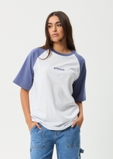 AFENDS Womens Ryan - Oversized Raglan Tee - Marlin - Afends womens ryan   oversized raglan tee   marlin