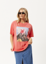 AFENDS Womens Under Pressure - Oversized Tee - Washed Hibiscus - Afends womens under pressure   oversized tee   washed hibiscus