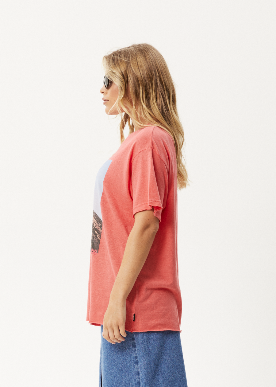 AFENDS Womens Under Pressure - Oversized Tee - Washed Hibiscus