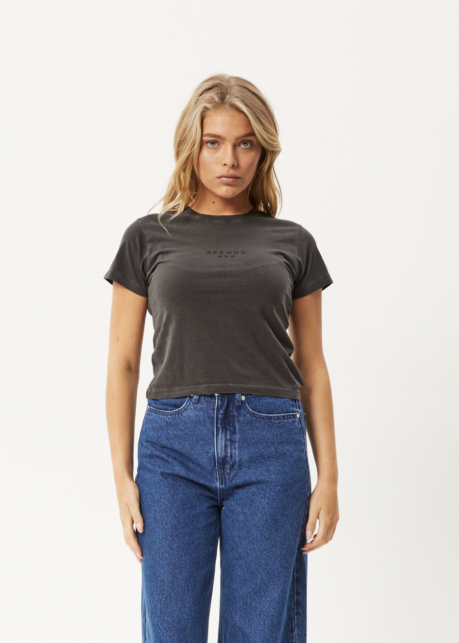 AFENDS Womens Jodi - Baby Tee - Stone Black