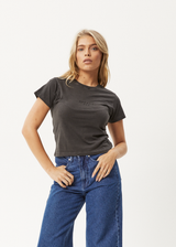 AFENDS Womens Jodi - Baby Tee - Stone Black - Afends womens jodi   baby tee   stone black