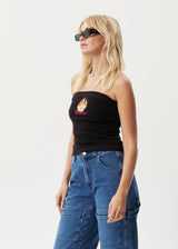 AFENDS Womens Burning - Rib Tube Top - Black - Afends womens burning   rib tube top   black