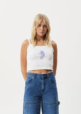AFENDS Womens Tropics - Rib Singlet - White - Afends womens tropics   rib singlet   white