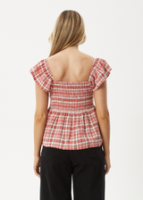 AFENDS Womens Check Out - Top - Red Check - Afends womens check out   top   red check 
