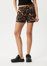 AFENDS Womens Marble - Resort Short - Black - Afends womens marble   resort short   black 
