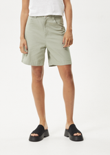 AFENDS Womens Emilie - Canvas Workwear Short - Eucalyptus - Afends womens emilie   canvas workwear short   eucalyptus