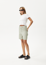 AFENDS Womens Emilie - Canvas Workwear Short - Eucalyptus - Afends womens emilie   canvas workwear short   eucalyptus
