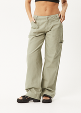 AFENDS Womens Lexi - Low Rise Workwear Pant - Eucalyptus - Afends womens lexi   low rise workwear pant   eucalyptus