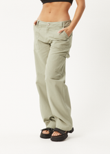 AFENDS Womens Lexi - Low Rise Workwear Pant - Eucalyptus - Afends womens lexi   low rise workwear pant   eucalyptus