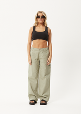 AFENDS Womens Lexi - Low Rise Workwear Pant - Eucalyptus - Afends womens lexi   low rise workwear pant   eucalyptus