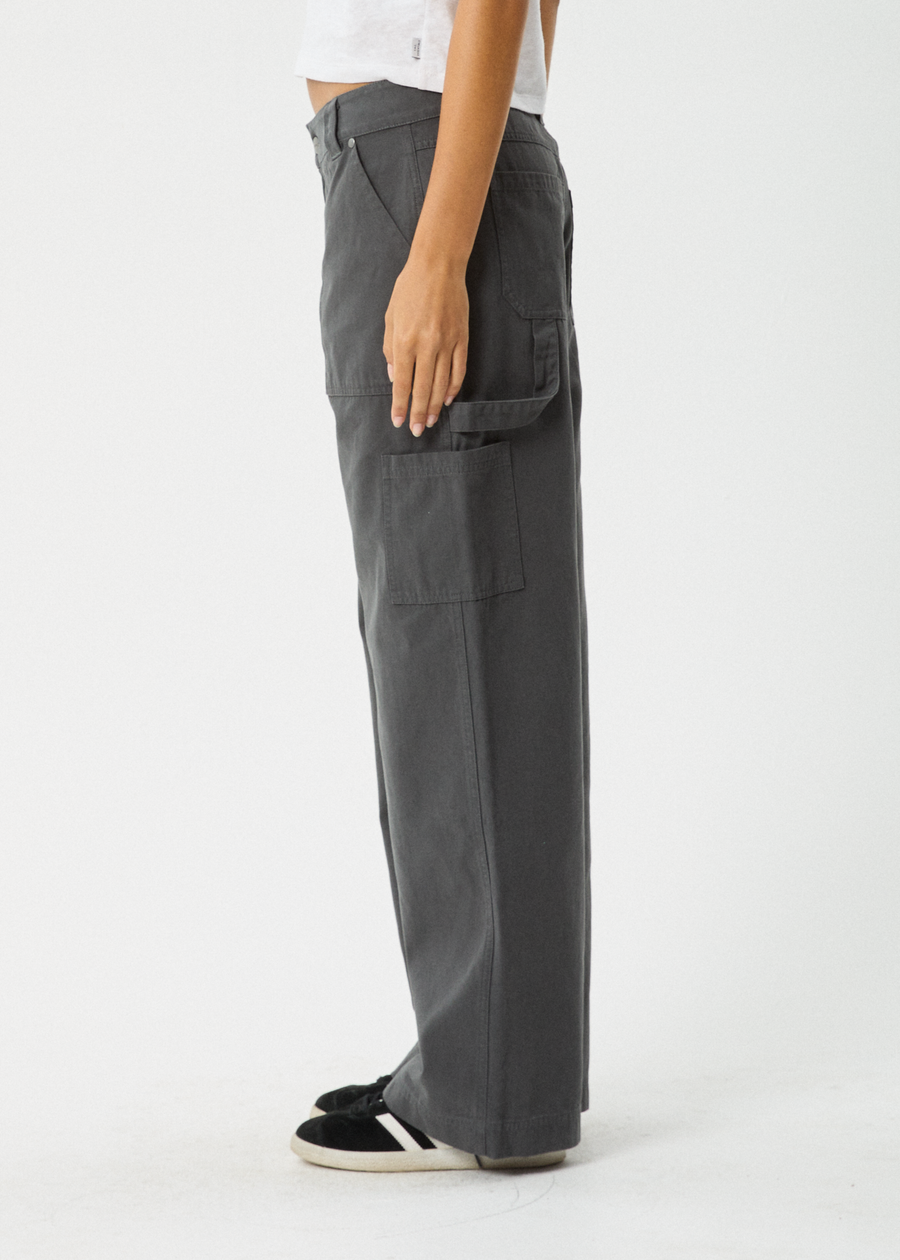 AFENDS Womens Lexi - Low Rise Workwear Pant - Gunmetal
