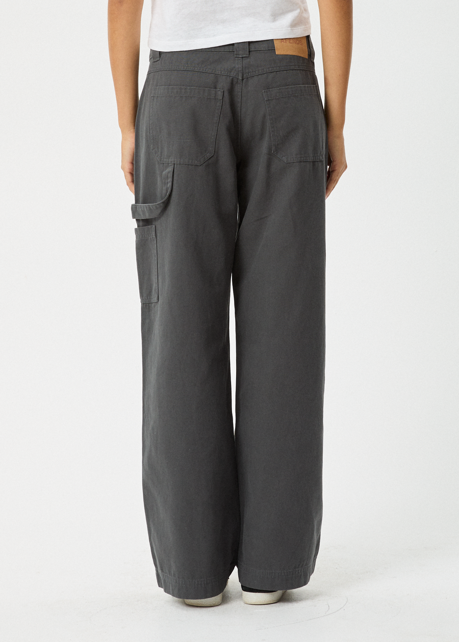 AFENDS Womens Lexi - Low Rise Workwear Pant - Gunmetal