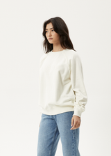 AFENDS Womens Cutback - Raglan Crew Neck Jumper - Off White - Afends womens cutback   raglan crew neck jumper   off white