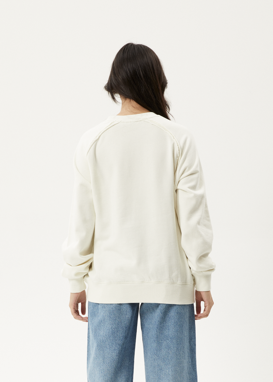 AFENDS Womens Cutback - Raglan Crew Neck Jumper - Off White
