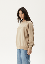AFENDS Womens Cutback - Raglan Crew Neck Jumper - Taupe - Afends womens cutback   raglan crew neck jumper   taupe