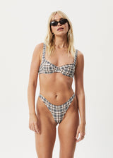 AFENDS Womens Check Out - Check Bikini Top - Moonbeam Check - Afends womens check out   check bikini top   moonbeam check 