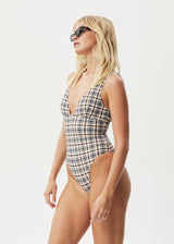 AFENDS Womens Check Out -  Check One Piece - Moonbeam Check - Afends womens check out   check one piece   moonbeam check