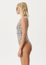 AFENDS Womens Check Out -  Check One Piece - Moonbeam Check - Afends womens check out    check one piece   moonbeam check 