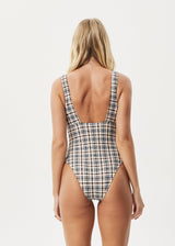 AFENDS Womens Check Out -  Check One Piece - Moonbeam Check - Afends womens check out   check one piece   moonbeam check