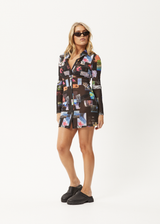 AFENDS Womens Under Pressure - Mesh Shirt Dress - Black - Afends womens under pressure   mesh shirt dress   black 