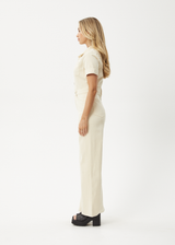 AFENDS Womens Miami - Denim Flared Jumpsuit - Sand - Afends womens miami   denim flared jumpsuit   sand 