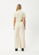 AFENDS Womens Miami - Denim Flared Jumpsuit - Sand - Afends womens miami   denim flared jumpsuit   sand 