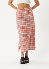 AFENDS Womens Check Out - Midi Skirt - Red Check - Afends womens check out   midi skirt   red check 