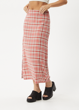 AFENDS Womens Check Out - Midi Skirt - Red Check - Afends womens check out   midi skirt   red check 