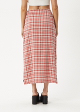 AFENDS Womens Check Out - Midi Skirt - Red Check - Afends womens check out   midi skirt   red check 