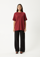 AFENDS Womens Slay - Oversized Tee - Burgundy - Afends womens slay   oversized tee   burgundy