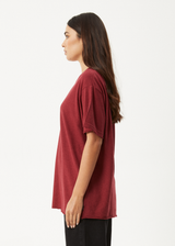 AFENDS Womens Slay - Oversized Tee - Burgundy - Afends womens slay   oversized tee   burgundy