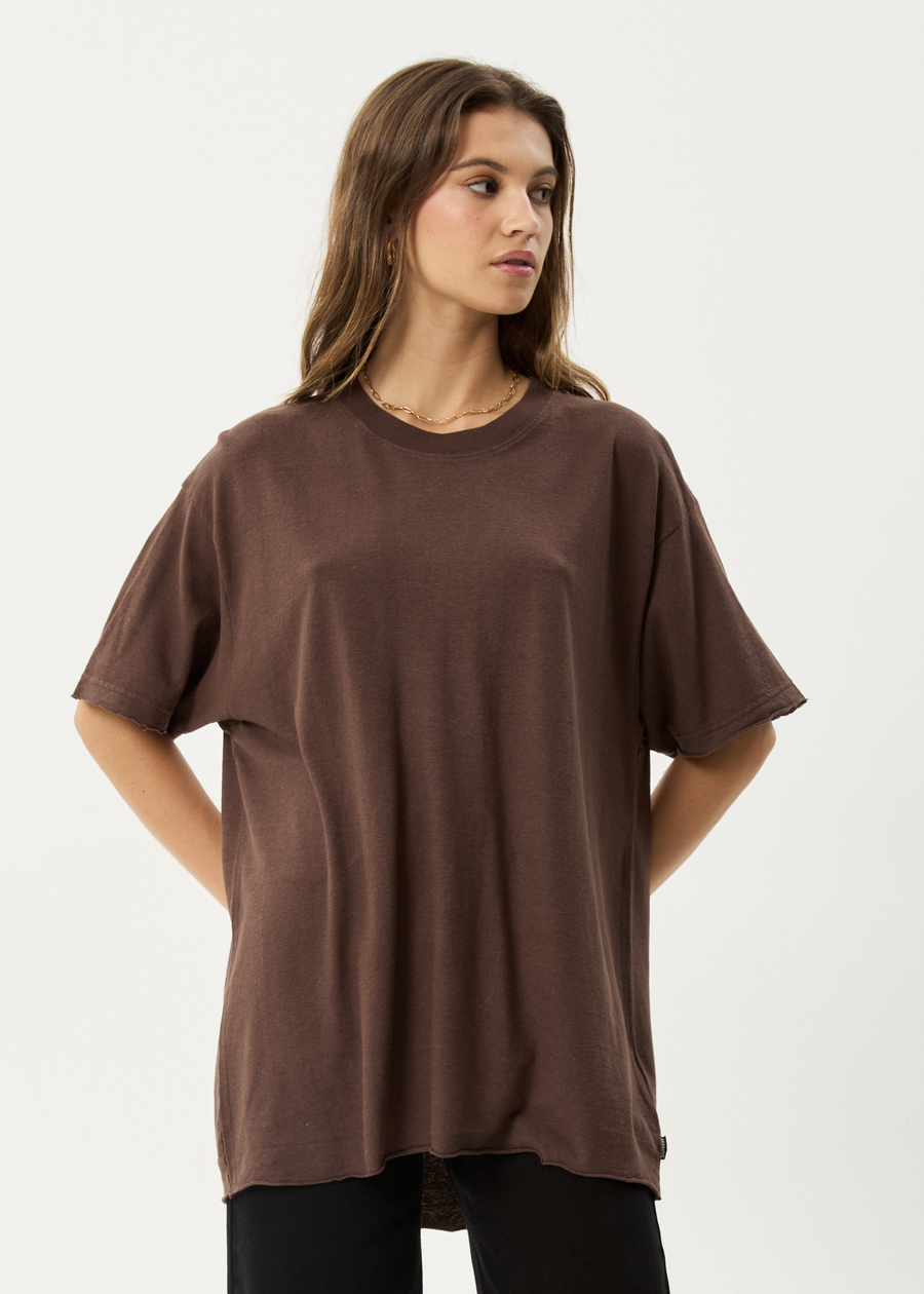 AFENDS Womens Slay - Oversized Tee - Coffee